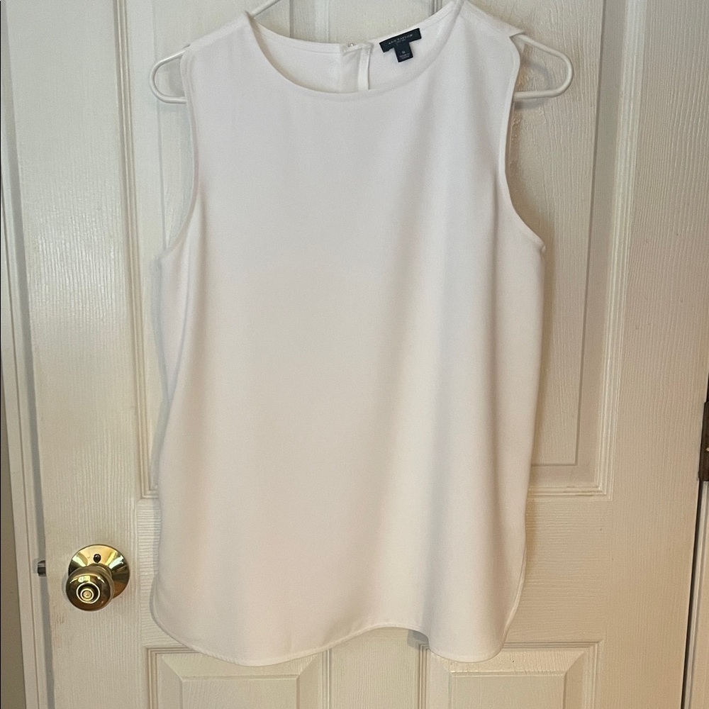 Ann Taylor White Sleeveless Shell Blouse